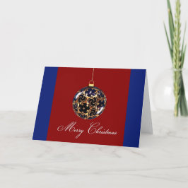 Elegante rood/blauwe kerstbal kerstkaart feestdagen kaart
