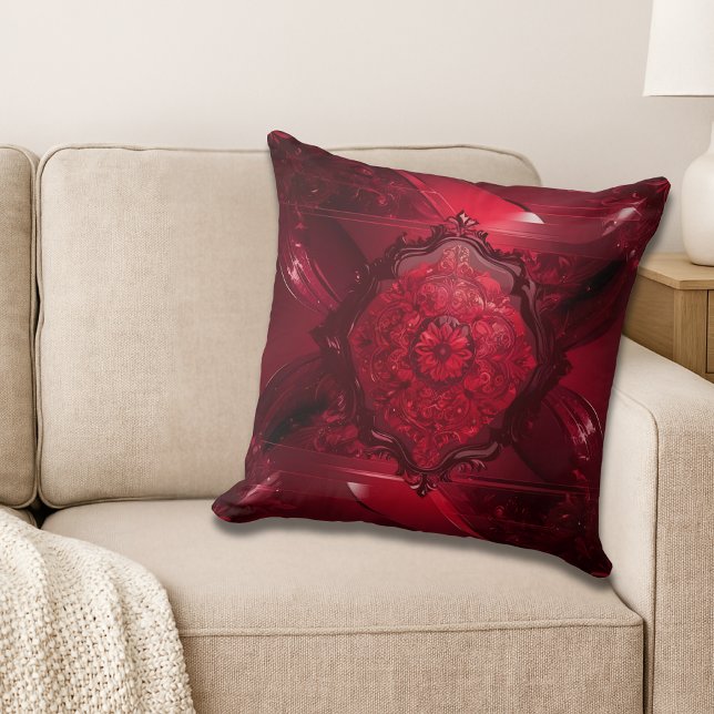 Elegante Rood Bloemmotief Kussen (Creator heeft geüpload)