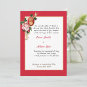 Elegante Rood en Goud Cameo Uitnodiging (Staand voorkant)