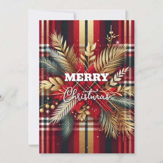 Elegante rood en goud feestelijke ruit feestdagenkaart (Voorkant)