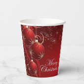 Elegante Rood en goud feestelijke vrolijke kerst Papieren Bekers (Achterkant)