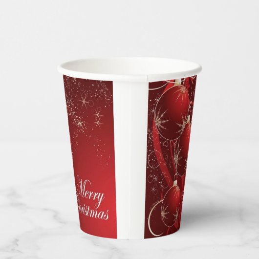 Elegante Rood en goud feestelijke vrolijke kerst Papieren Bekers (Rechts)