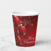 Elegante Rood en goud feestelijke vrolijke kerst Papieren Bekers (Voorkant)