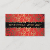 Elegante Rood en Goud Shimmer Damask Musician's Visitekaartje (Achterkant)