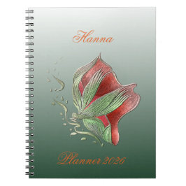 Elegante Rood en Groen Spiraal Notitieboek