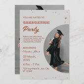 Elegante rood en wit afstudeerfeest uitnodiging (Voorkant / Achterkant)