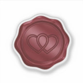 Elegante rood faux waszegel hart envelop sticker (Voorkant)