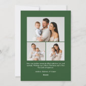 Elegante rood gestreepte boog groen 4 foto feestdagenkaart (Achterkant)