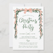 Elegante rood gestreepte boog groen kerstfeest kaart (Voorkant)