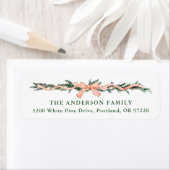 Elegante rood gestreepte boog kerst terug adres etiket (Insitu)