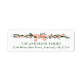 Elegante rood gestreepte boog kerst terug adres etiket (Voorkant)