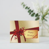 elegante rood goud Corporate Holiday Groeten Feestdagenkaart (Staand voorkant)