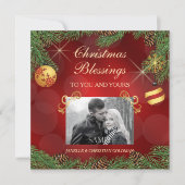 Elegante Rood Goud Foto Sjabloon Kerstmis (Voorkant)