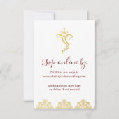 Elegante Rood & Goud Ganesha & Mehndi Wedding RSVP Kaart (Voorkant)