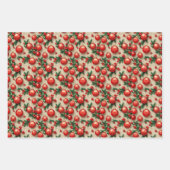 Elegante  Rood Goud Kerst Ornamenten Holly Inpakpapier Vel (Voorkant 3)