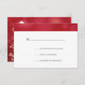 Elegante Rood & Goud Kerstbruiloft RSVP (Voorkant / Achterkant)