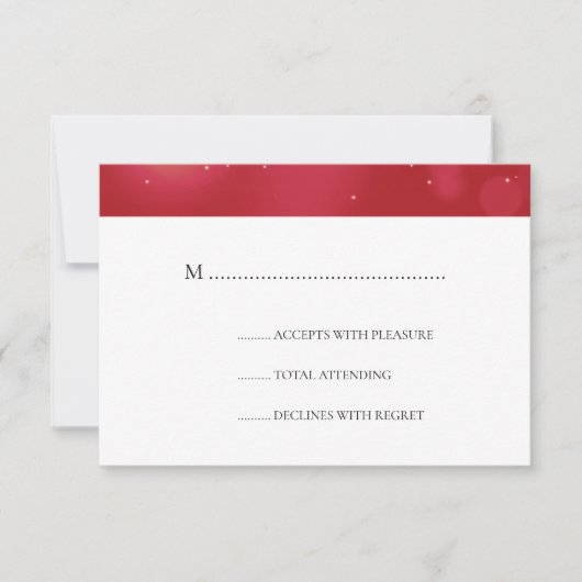 Elegante Rood & Goud Kerstbruiloft RSVP Kaartje (Voorkant)