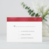 Elegante Rood & Goud Kerstbruiloft RSVP Kaartje (Staand voorkant)