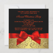 Elegante Rood Goud Wervelboog Kerstfeest Kaart (Achterkant)