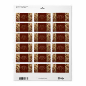 Elegante rood gouden bruiloft adresetiketten etiket (Full Sheet)