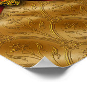 Elegante Rood Gouden Damast Poster (Hoek)