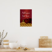 Elegante Rood Gouden Damast Poster (Keuken)