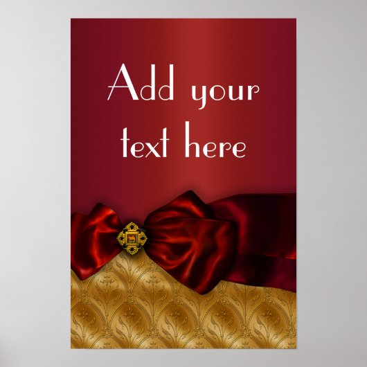 Elegante Rood Gouden Damast Poster (Voorkant)