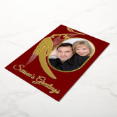 Elegante Rood Gouden Foto Eucalyptus Art Christmas Folie Feestdagenkaart (Gedraaid)