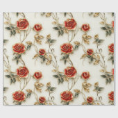 Elegante rood gouden  Rozen Cadeaupapier (Vlak)
