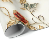 Elegante rood gouden  Rozen Cadeaupapier (Rol Hoek)