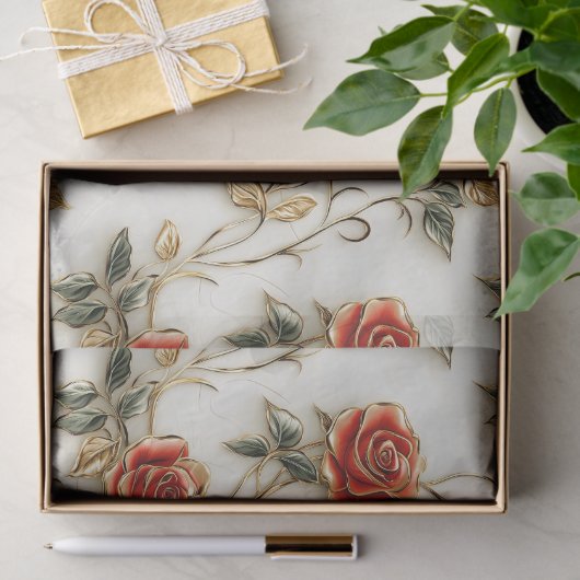 Elegante rood gouden  Rozen Tissuepapier (Geschenk)