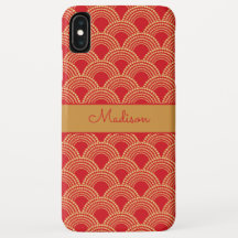 Elegante Rood Gouden Scallop Patroon Gepersonalise