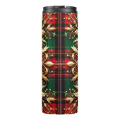 Elegante rood groen goud feestelijke plaid thermosbeker (Achterkant)