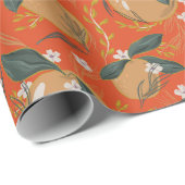 Elegante rood groen goud winter fruit vakantie cadeaupapier (Rol Hoek)