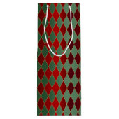 Elegante Rood Groen Harlekijn Wijn Cadeautas (Achterkant)