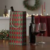 Elegante Rood Groen Harlekijn Wijn Cadeautas