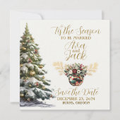 Elegante Rood & Groen Het is de tijd om getrouwd t Save The Date (Voorkant)