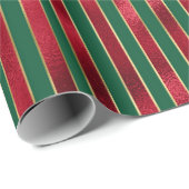 Elegante rood groen metallic streep vakantie cadeaupapier (Rol Hoek)