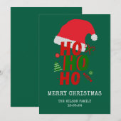 Elegante Rood Groen Wit Prettig Kerstfeest Feestdagenkaart (Voorkant / Achterkant)