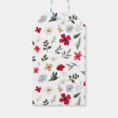 Elegante Rood Groene bloemige sneeuwvlok Kerstmis Cadeaulabel (Achterkant)