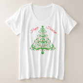 Elegante rood groene kerstboom grote maat t-shirt (Design voorkant)
