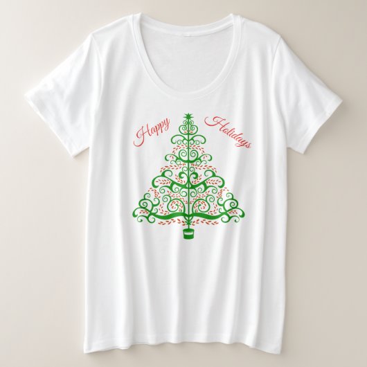 Elegante rood groene kerstboom grote maat t-shirt (Design voorkant)