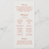 Elegante Rood & Ivoor Trouwceremonie Programmakaart (Achterkant)