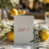 Elegante  Rood & Ivoor Trouwtafel Nummer Kaart