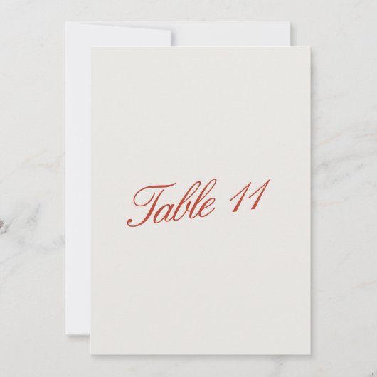 Elegante  Rood & Ivoor Trouwtafel Nummer Kaart (Voorkant)