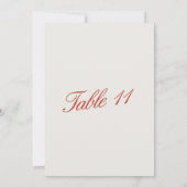 Elegante Rood & Ivoor Trouwtafel Nummer Kaart (Achterkant)
