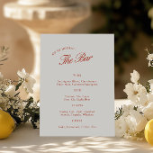Elegante Rood & Ivoor Wedding Bar Menu