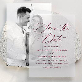Elegante rood kalligrafie trouwkaart Save the Date Vellum Uitnodigingen