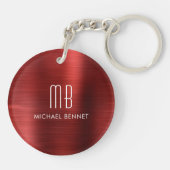 Elegante Rood Monogram Sleutelhanger (Achterkant)