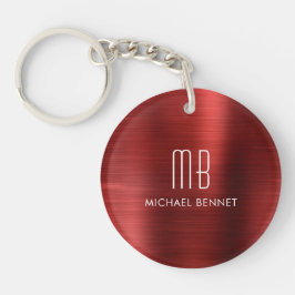 Elegante Rood Monogram Sleutelhanger